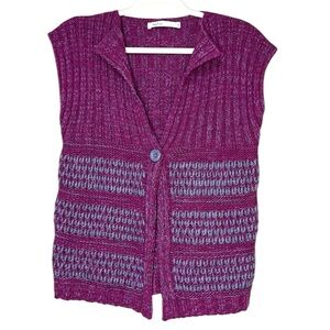 Skovhuus Purple and Gray Vest with single button. Acrylic/viscous/wool/alpaca